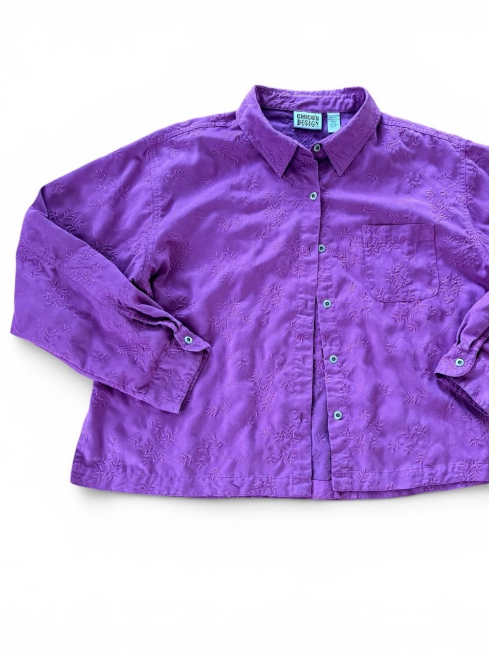 Y2K Vintage Boho Purple Embroidered Micro Floral Shirt Shacket